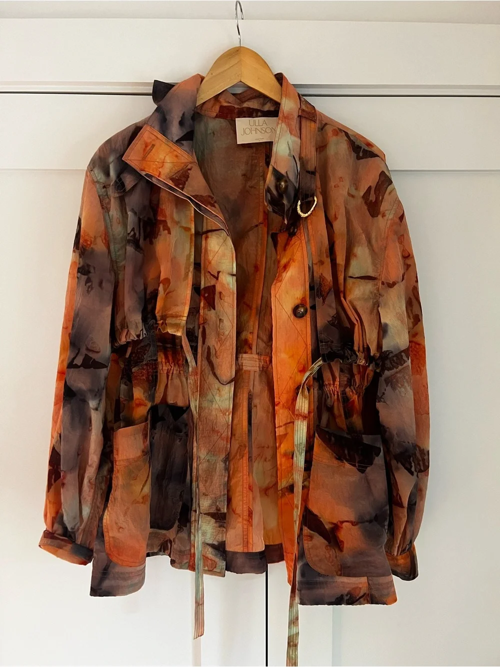 Ulla Johnson Orange Brown Watercolor Utility Jacket